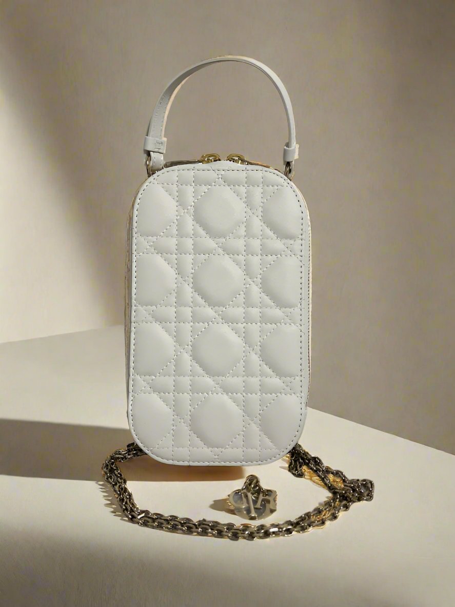 DIOR - Lady Dior Call'in Dior Phone Holder Latte Cannage Lambskin - WOMEN