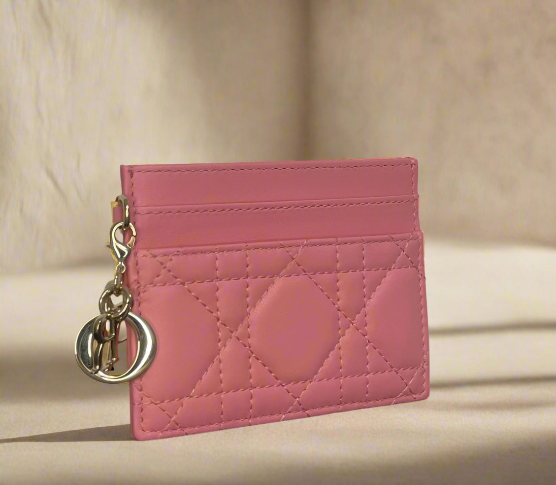 DIOR - Lady Dior Freesia cardholder in pale pink cannage lambskin - WOMEN