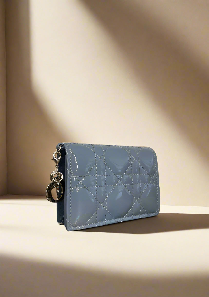DIOR - Lady Dior Lotus Wallet Cloud Blue Patent Cannage Calfskin - WOMEN