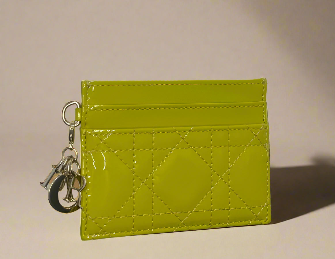 Dior Christian Lady Freesia card holder in lime green/yellow - WOMEN