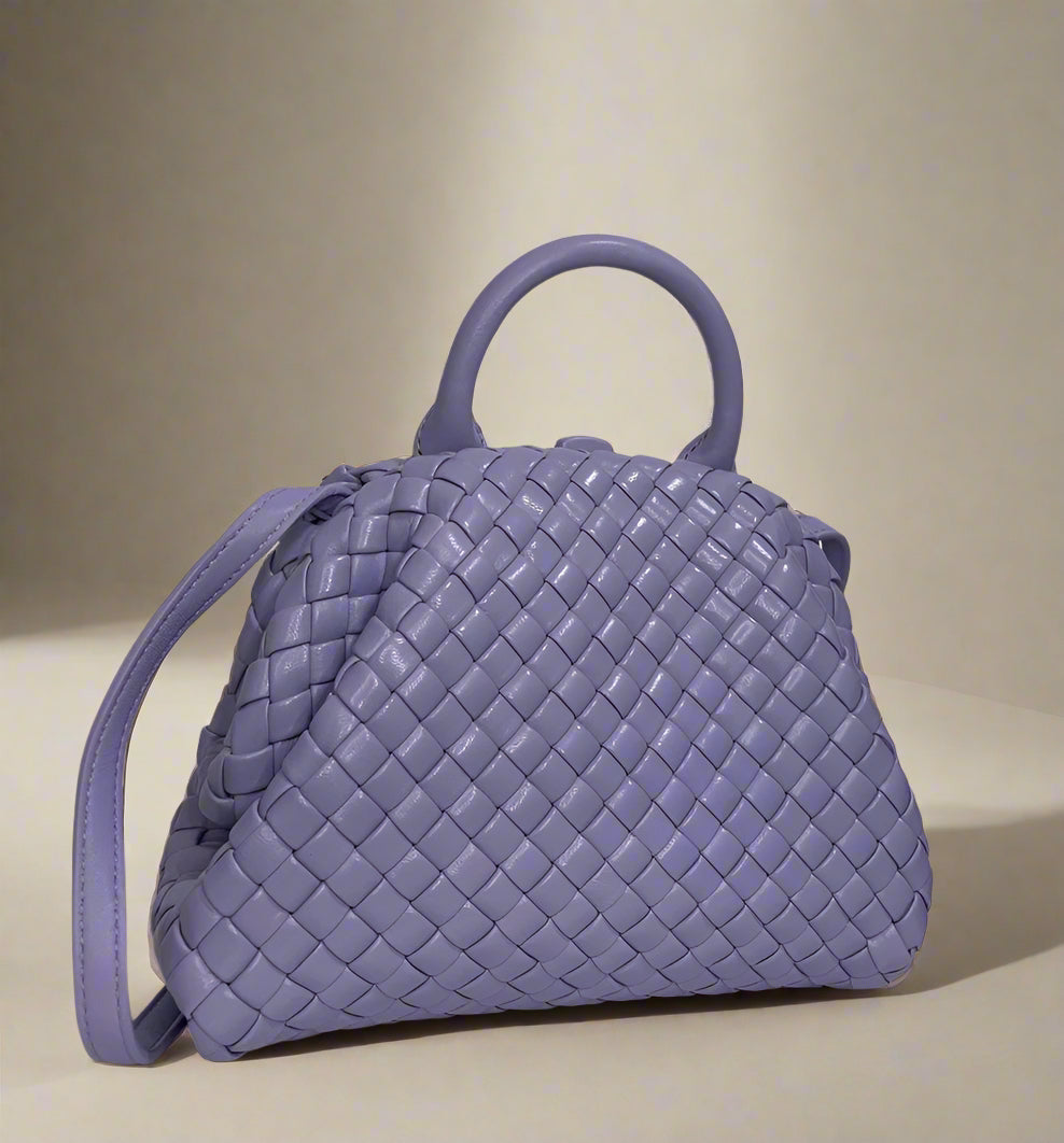 BOTTEGA VENETA - Handle Mini Intrecciato Leather Tote In Purple - Women