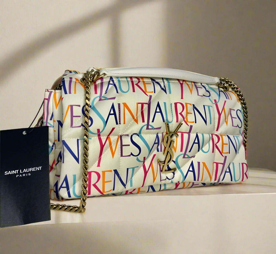 Saint Laurent Jamie Medium Chain Bag "Carré Rive Gauche" In Printed Yves Silk - WOMEN