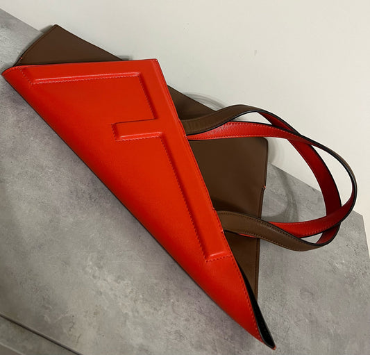 Small fendi flip tote brown/lava red leather - Women