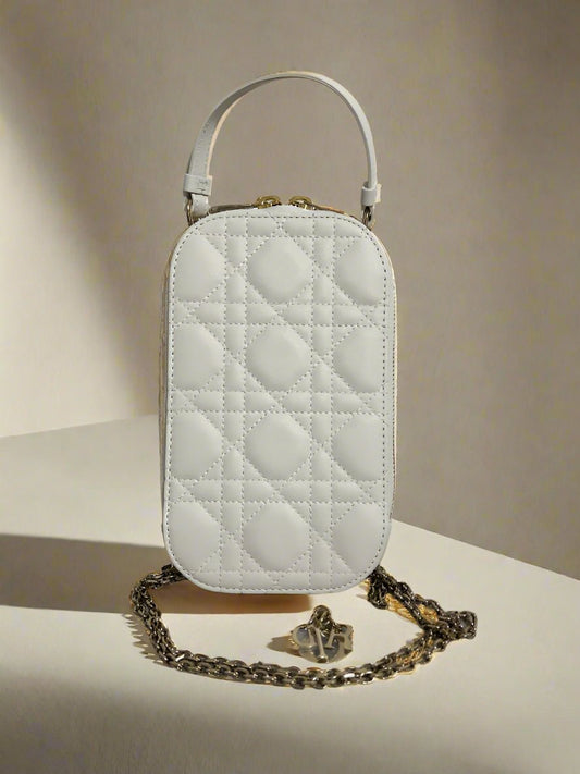 DIOR - Lady Dior Call'in Dior Phone Holder Latte Cannage Lambskin - WOMEN