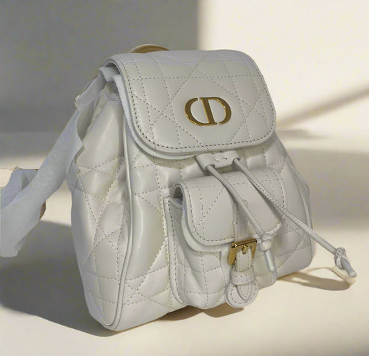 Dior Small Dior Caro Backpack in Latte Macrocannage Lambskin