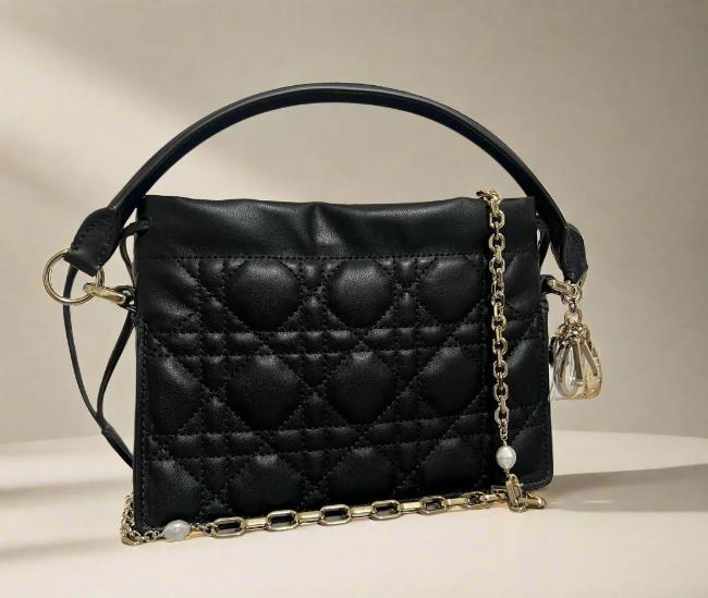 DIOR - Lady Dior Milly Mini Bag Black Cannage Lambskin - WOMEN