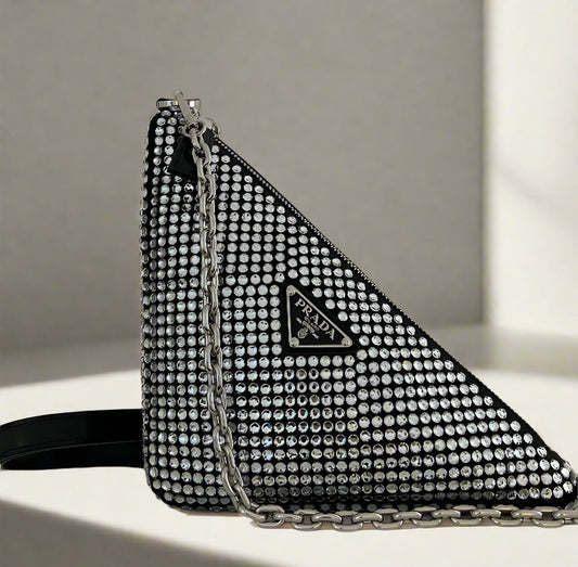 PRADA Triangle Crystal-embellished Bag In Silver - women