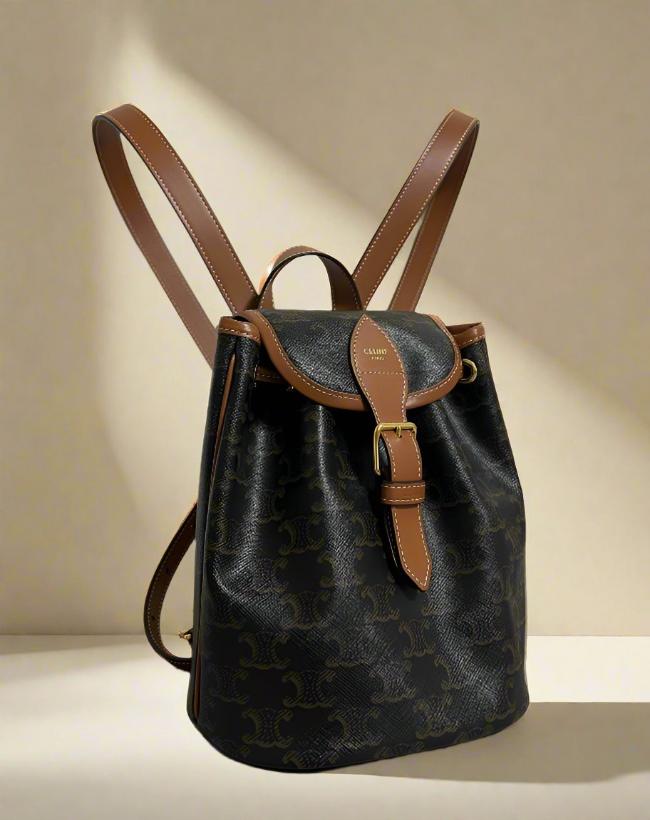CELINE -MINI BACKPACK FOLCO in Triomphe Canvas and calfskin - WOMEN