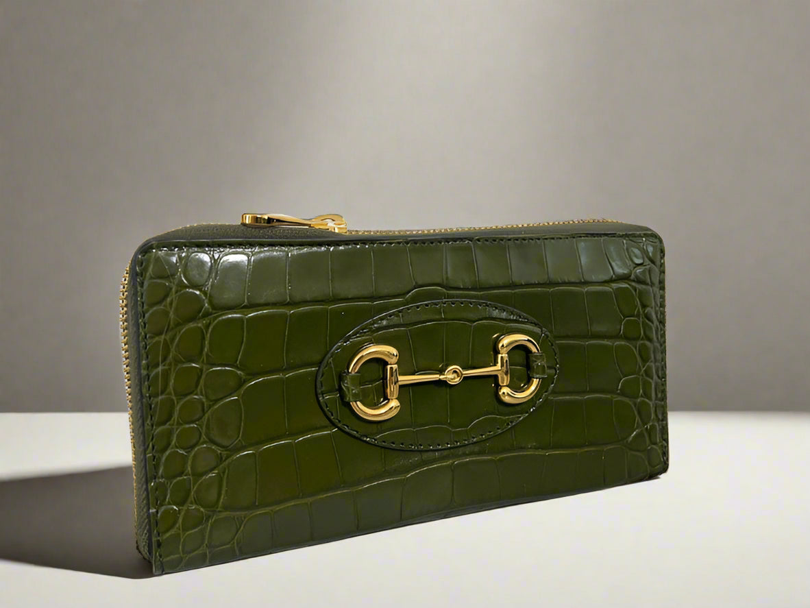 Gucci Horsebit 1955 crocodile wallet - WOMEN
