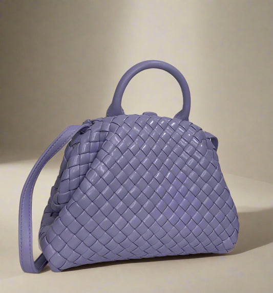 BOTTEGA VENETA - Handle Mini Intrecciato Leather Tote In Purple - Women