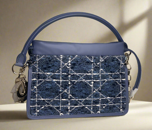Lady Dior Milly Mini Bag in Blue tweed - WOMEN